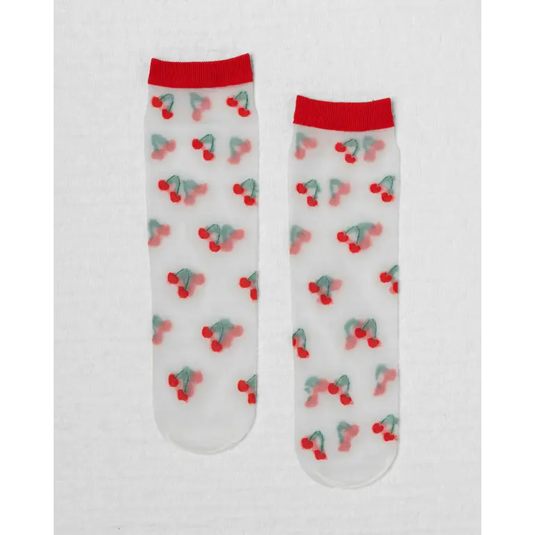 UNIFIED SHEER FRUIT SOCKS - CHERRY