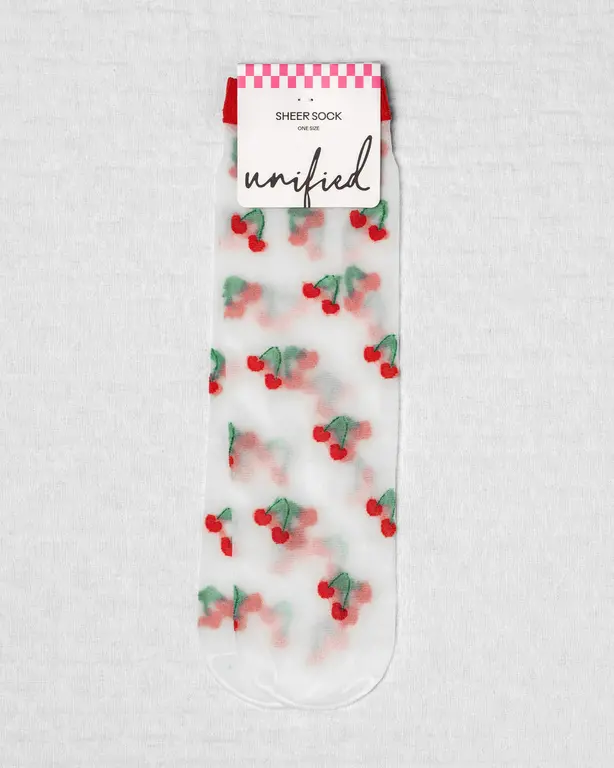 UNIFIED CHAUSSETTES SHEER FRUIT SOCKS - CHERRY