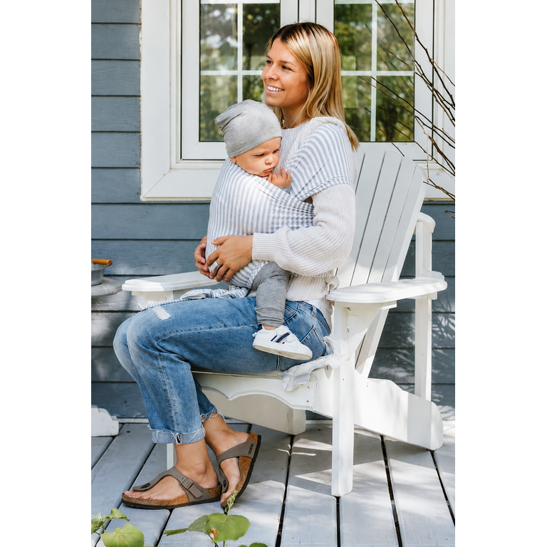ZAK & ZOÉ BABY WRAP - PALE GREY AND WHITE STRIPE