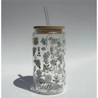 C.C CRÉATIONS BONHEUR CC CRÉATION - TUMBLER EN VERRE16 OZ - LA MEILLEURE ENSEIGNANTE SAUGE