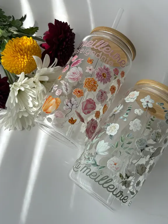 C.C CRÉATIONS BONHEUR CC CRÉATION - TUMBLER EN VERRE16 OZ - LA MEILLEURE ENSEIGNANTE SAUGE