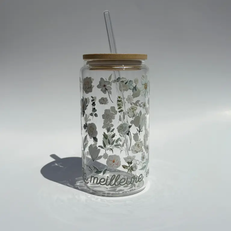 C.C CRÉATIONS BONHEUR CC CRÉATION - TUMBLER EN VERRE16 OZ - LA MEILLEURE ENSEIGNANTE SAUGE