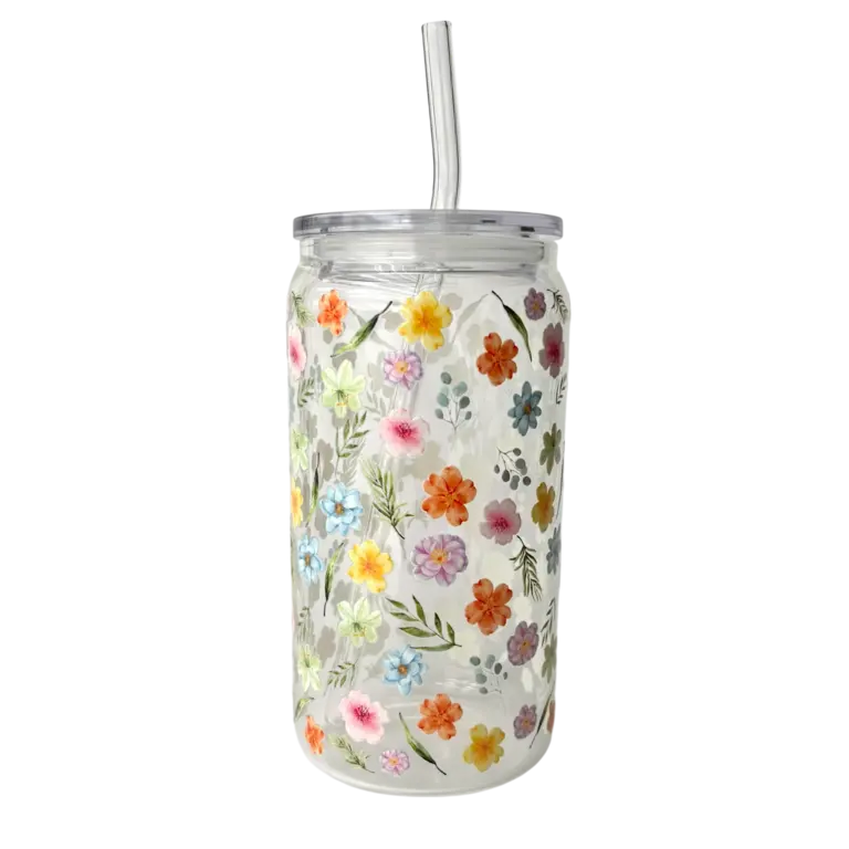 C.C CRÉATIONS BONHEUR CC CRÉATION - TUMBLER EN VERRE 16 OZ - FLORAISON