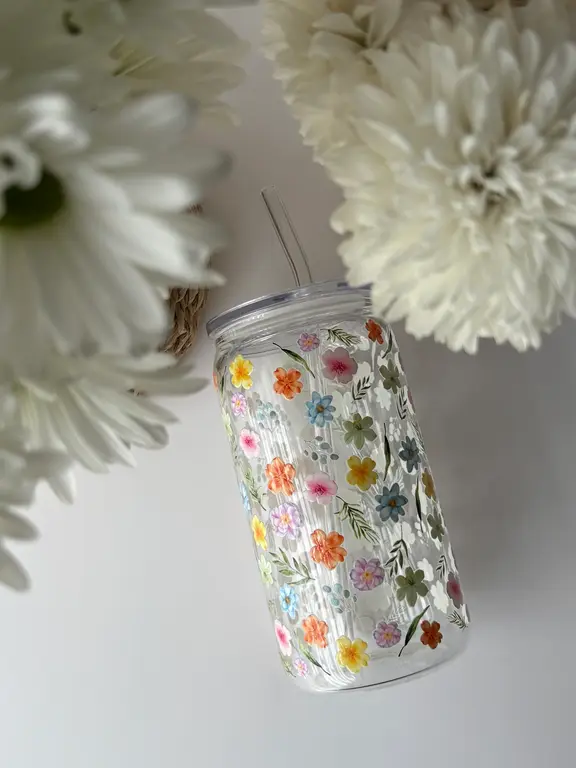 C.C CRÉATIONS BONHEUR CC CRÉATION - TUMBLER EN VERRE 16 OZ - FLORAISON