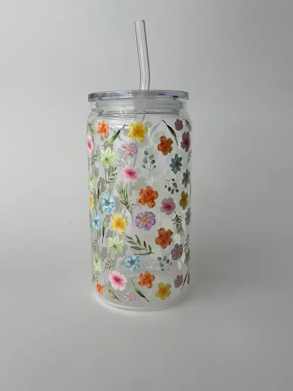 C.C CRÉATIONS BONHEUR CC CRÉATION - TUMBLER EN VERRE 16 OZ - FLORAISON
