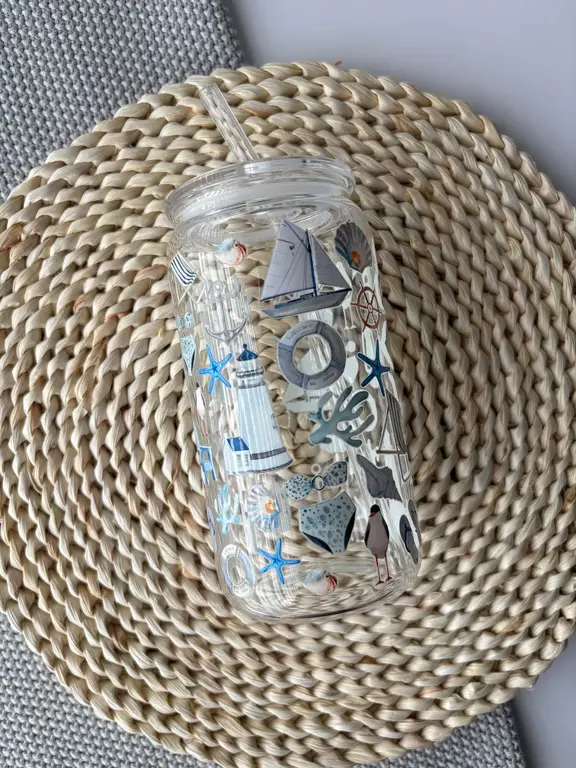 C.C CRÉATIONS BONHEUR CC CRÉATION - TUMBLER EN VERRE 16 OZ - BORD DE MER