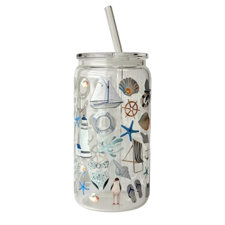 C.C CRÉATIONS BONHEUR CC CRÉATION - TUMBLER EN VERRE 16 OZ - BORD DE MER