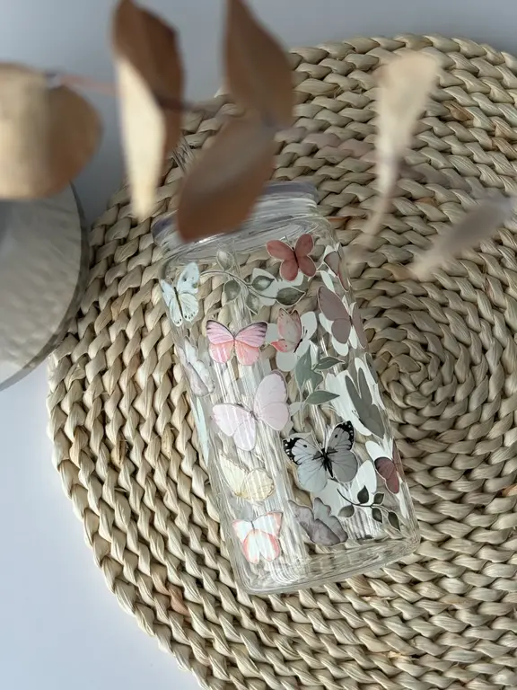 C.C CRÉATIONS BONHEUR CC CRÉATION - TUMBLER EN VERRE 16 OZ - PAPILLONS