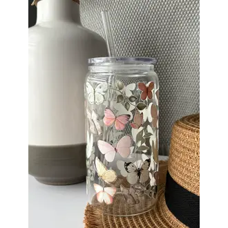C.C CRÉATIONS BONHEUR CC CRÉATION - TUMBLER EN VERRE 16 OZ - PAPILLONS