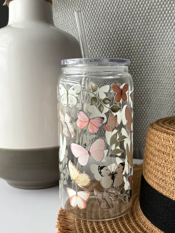 C.C CRÉATIONS BONHEUR CC CRÉATION - TUMBLER EN VERRE 16 OZ - PAPILLONS