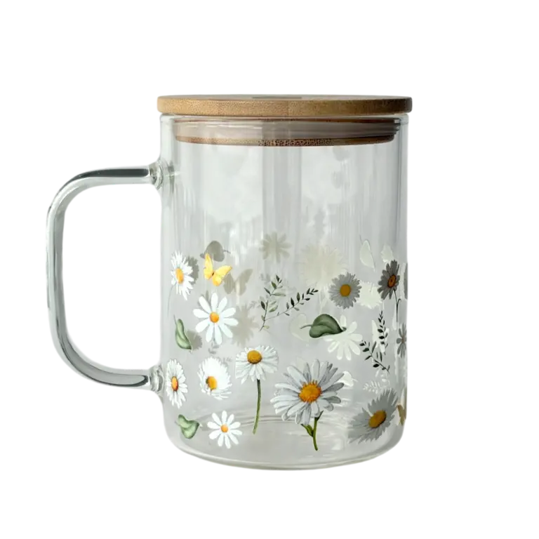 C.C CRÉATIONS BONHEUR CC CRÉATION - TASSE EN VERRE 17 OZ - MARGUERITE