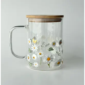 C.C CRÉATIONS BONHEUR CC CRÉATION - TASSE EN VERRE 17 OZ - MARGUERITE