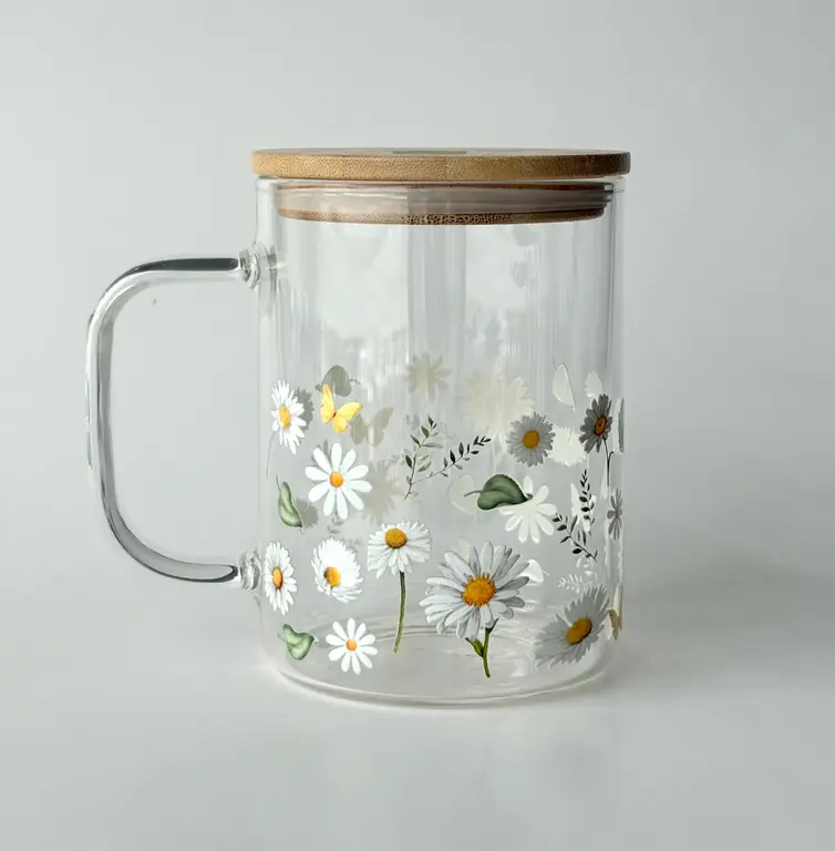 C.C CRÉATIONS BONHEUR CC CRÉATION - TASSE EN VERRE 17 OZ - MARGUERITE