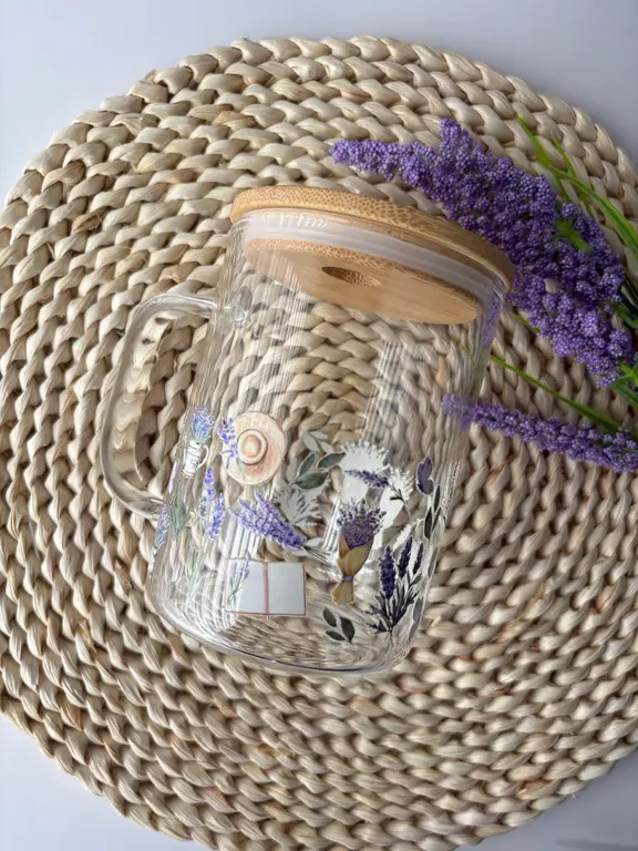 C.C CRÉATIONS BONHEUR TASSE EN VERRE 17 OZ - LAVANDE