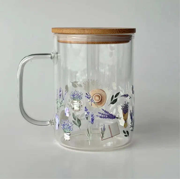 C.C CRÉATIONS BONHEUR CC CRÉATION - TASSE EN VERRE 17 OZ - LAVANDE