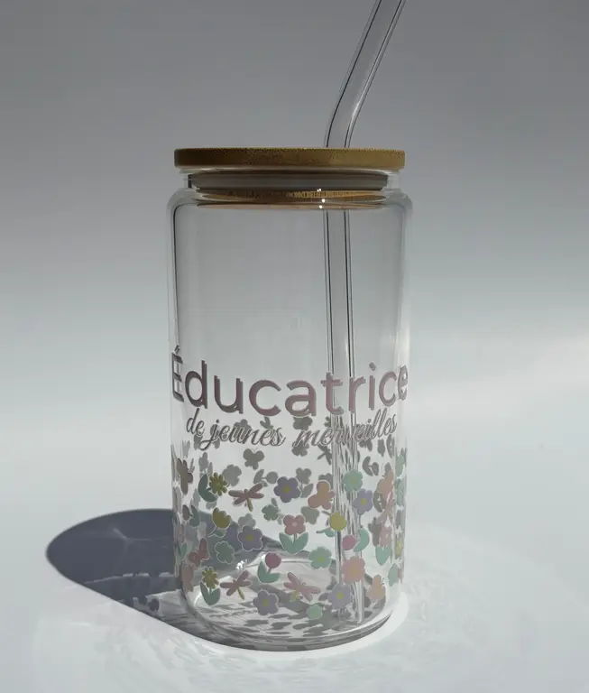 C.C CRÉATIONS BONHEUR CC CRÉATION - TUMBLER EN VERRE16 OZ - EDUCATRICE PASTEL