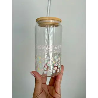 C.C CRÉATIONS BONHEUR CC CRÉATION - TUMBLER EN VERRE16 OZ - ENSEIGNANTE PASTEL