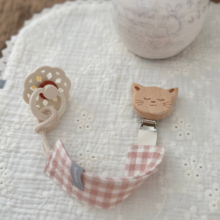BALUCHON COTTON CAT PACIFIER CLIP - 1915