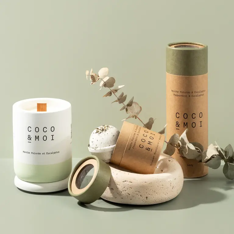 COCO & MOI BOUGIE 320g - MENTHE POIVRÉE & EUCALYPTUS