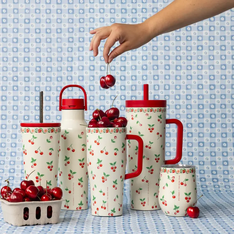 CORKCICLE GOBELET AVEC PAILLE ISOTHERME X RIFLE PAPER - 24 OZ - CERISES