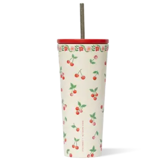 CORKCICLE GOBELET AVEC PAILLE ISOTHERME X RIFLE PAPER - 24 OZ - CERISES