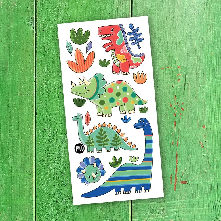 PICO TATOO TEMPORARY TATTOOS - COLORFUL DINOS