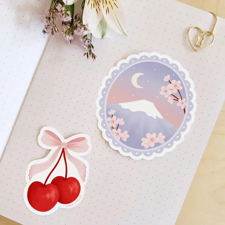 MARIE-LISE ILLUSTRATION MARIE-LISE ILLUSTRATION - AUTOCOLLANT DÉCOUPÉ - CERISES COQUETTES