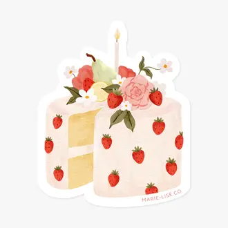 MARIE-LISE ILLUSTRATION AUTOCOLLANT DÉCOUPÉ - GÂTEAU AUX FRAISES