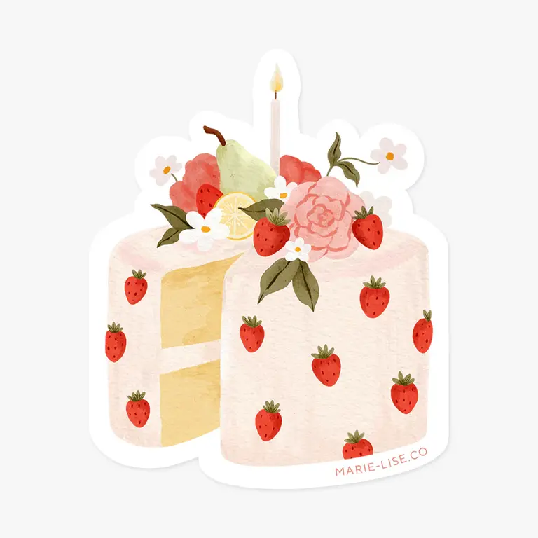 MARIE-LISE ILLUSTRATION AUTOCOLLANT DÉCOUPÉ - GÂTEAU AUX FRAISES