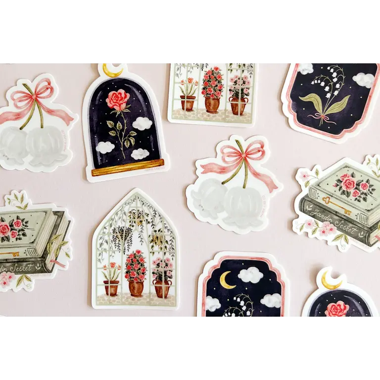 MARIE-LISE ILLUSTRATION DIE-CUT STICKER - MIDNIGHT ROSE DOME