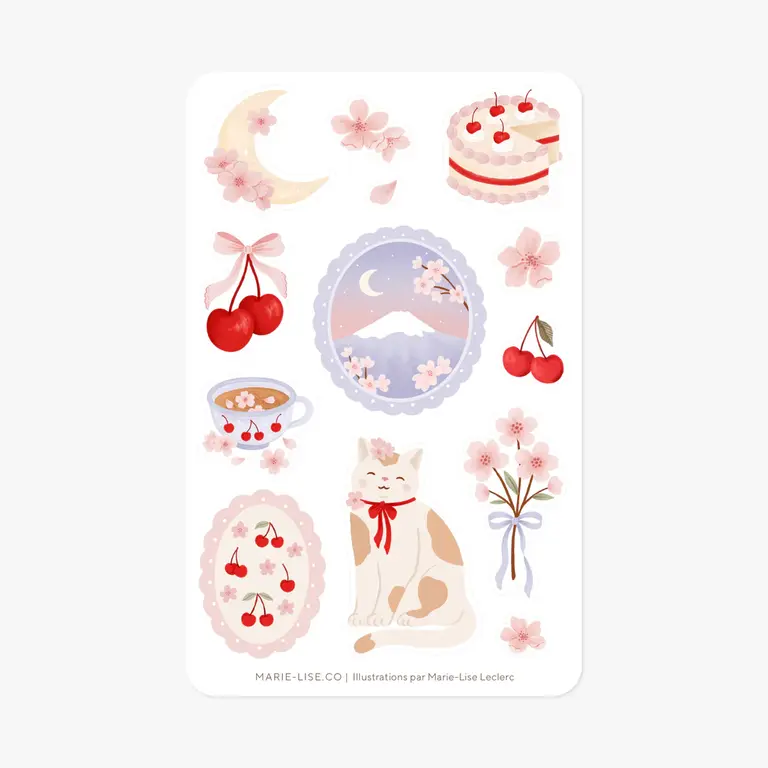 MARIE-LISE ILLUSTRATION FEUILLES D'AUTOCOLLANTS - SAKURA