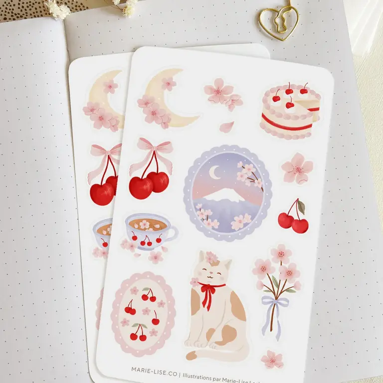 MARIE-LISE ILLUSTRATION FEUILLES D'AUTOCOLLANTS - SAKURA