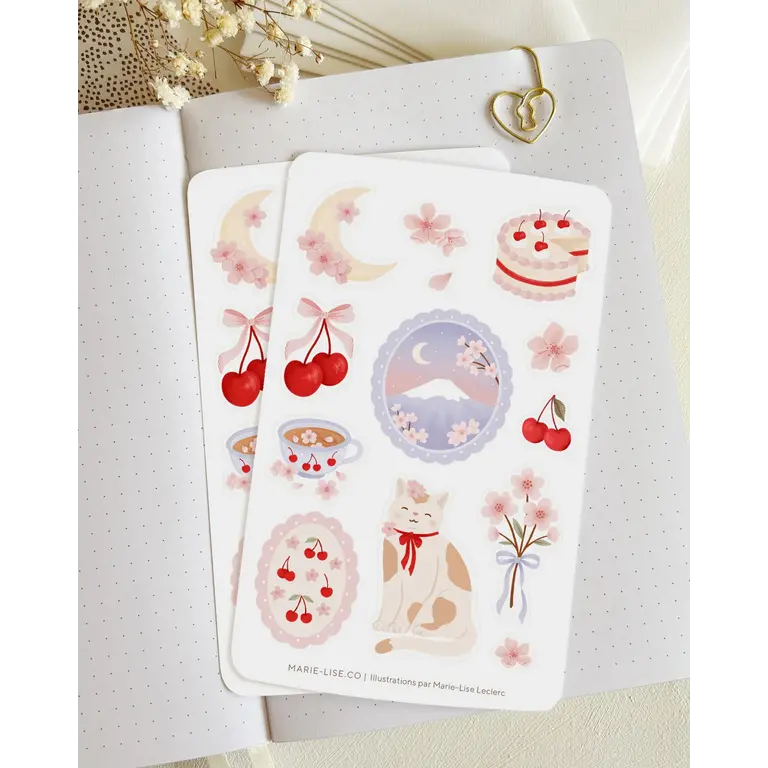MARIE-LISE ILLUSTRATION FEUILLES D'AUTOCOLLANTS - SAKURA