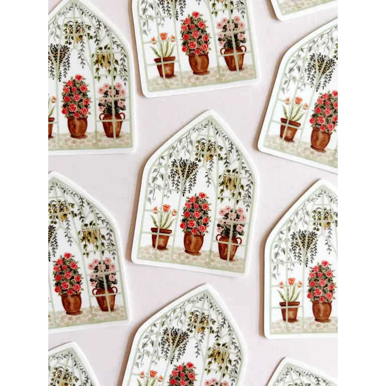 MARIE-LISE ILLUSTRATION DIE-CUT STICKER - FLOWERING GREENHOUSE