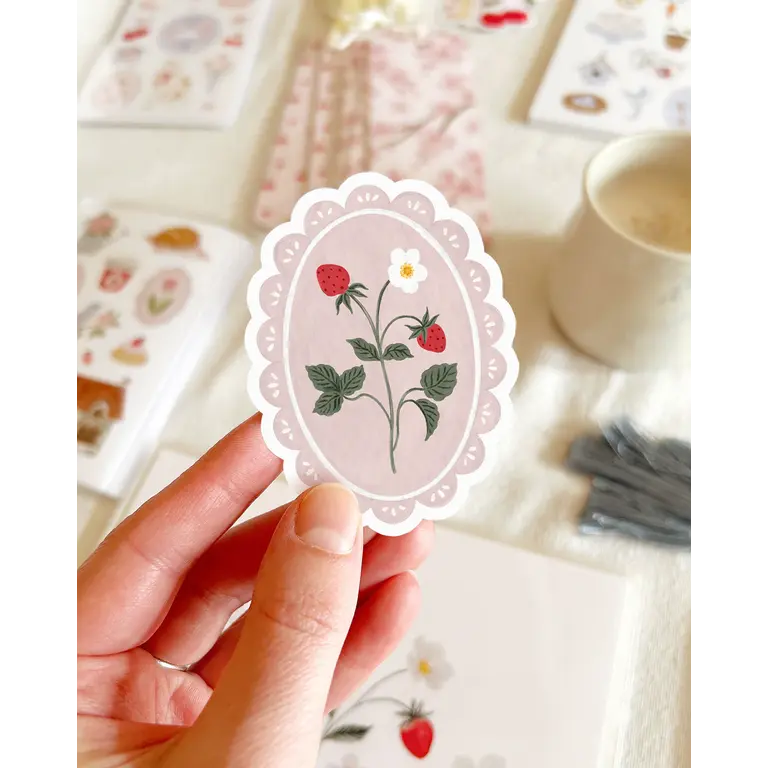 MARIE-LISE ILLUSTRATION AUTOCOLLANT DÉCOUPÉ - SCEAU VINTAGE FRAISE