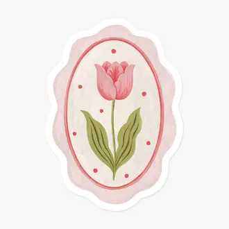 MARIE-LISE ILLUSTRATION AUTOCOLLANT DÉCOUPÉ - MÉDAILLON TULIPE