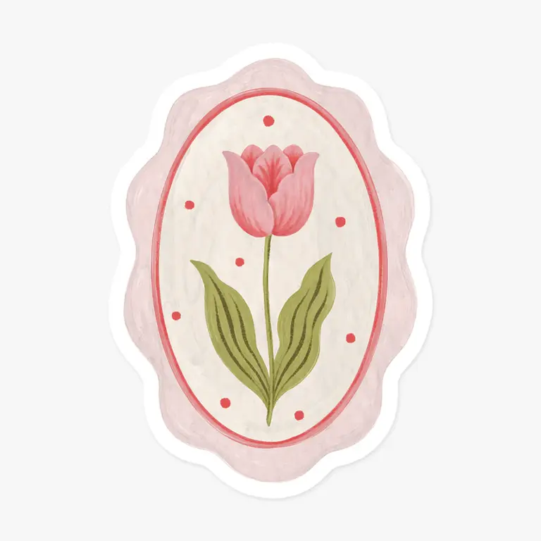 MARIE-LISE ILLUSTRATION AUTOCOLLANT DÉCOUPÉ - MÉDAILLON TULIPE