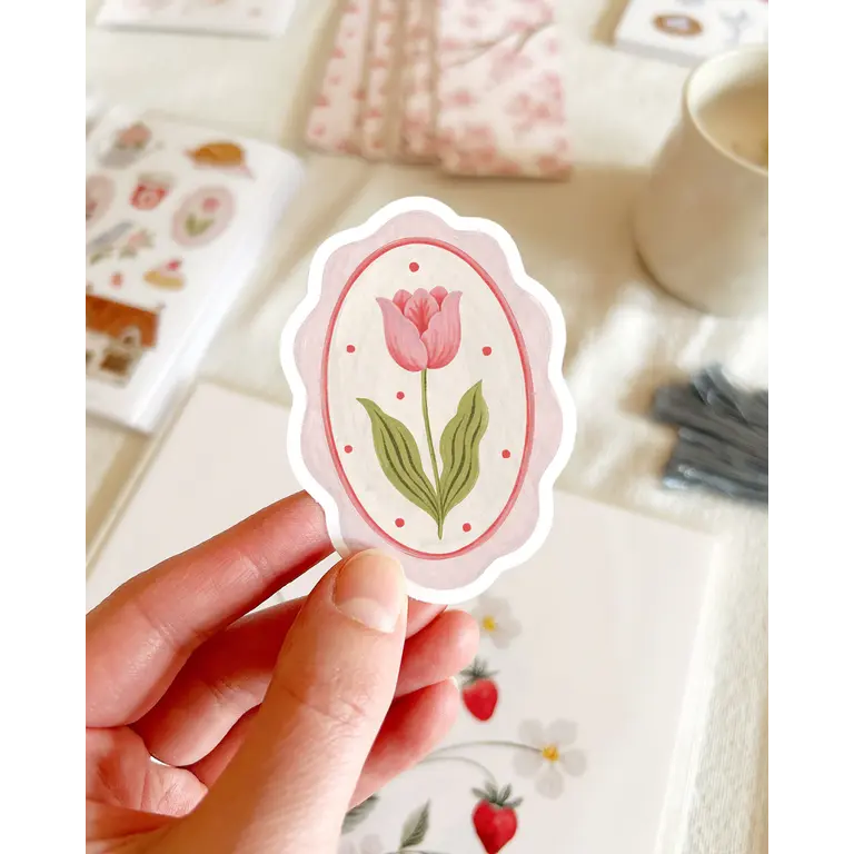 MARIE-LISE ILLUSTRATION DIE-CUT STICKER - TULIP MEDALLION