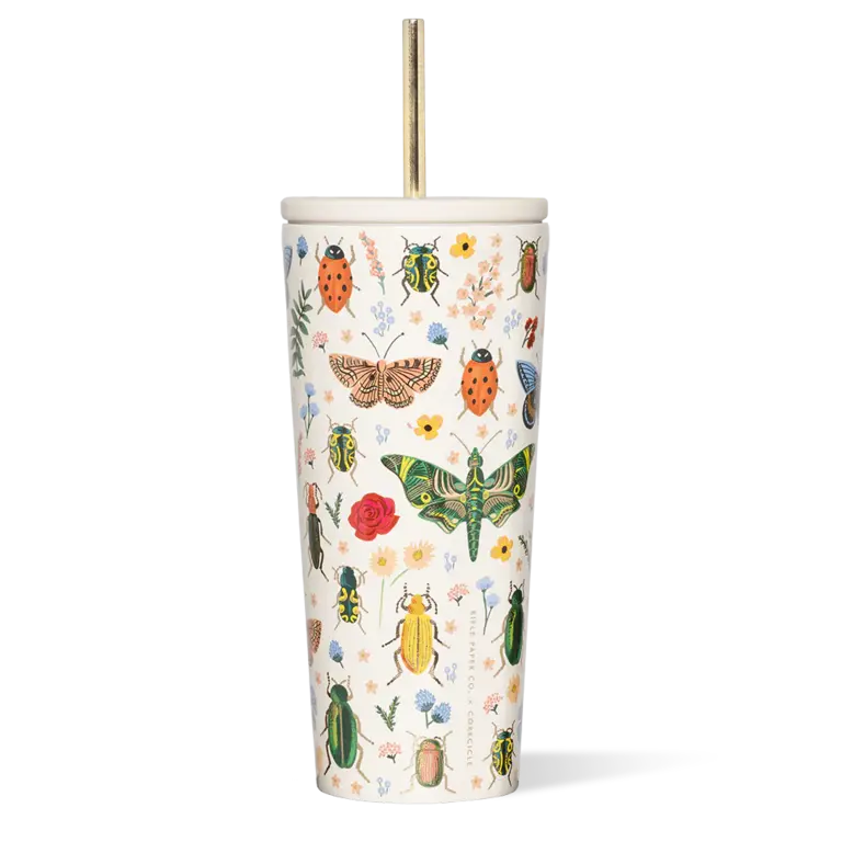 CORKCICLE GOBELET AVEC PAILLE ISOTHERME X RIFLE PAPER - 24 OZ - INSECTES