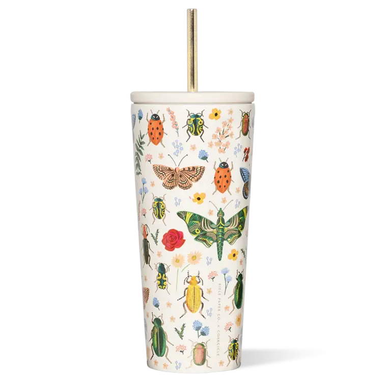 CORKCICLE GOBELET AVEC PAILLE ISOTHERME X RIFLE PAPER - 24 OZ - INSECTES