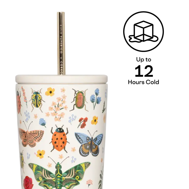 CORKCICLE GOBELET AVEC PAILLE ISOTHERME X RIFLE PAPER - 24 OZ - INSECTES