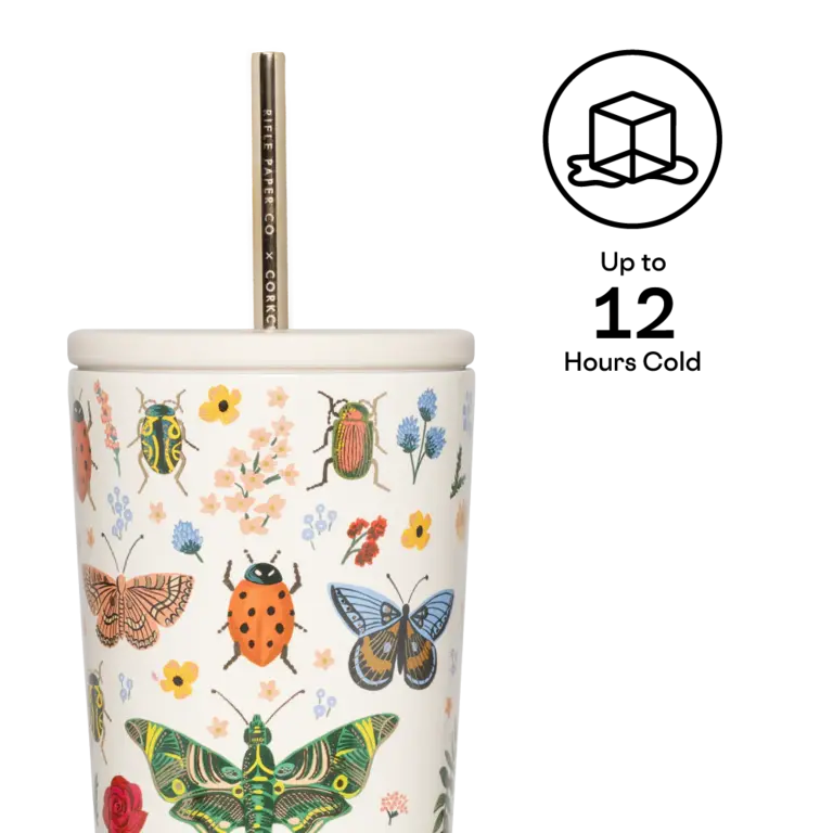 CORKCICLE GOBELET AVEC PAILLE ISOTHERME X RIFLE PAPER - 24 OZ - INSECTES