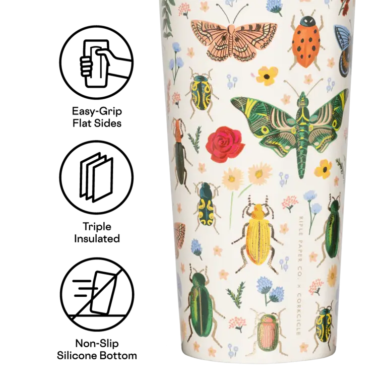 CORKCICLE GOBELET AVEC PAILLE ISOTHERME X RIFLE PAPER - 24 OZ - INSECTES