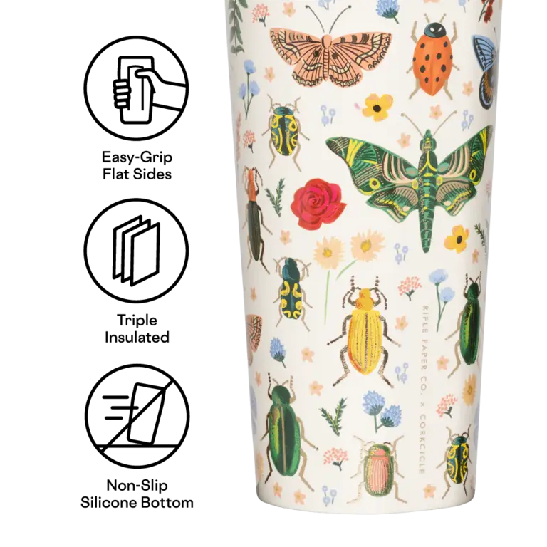 CORKCICLE GOBELET AVEC PAILLE ISOTHERME X RIFLE PAPER - 24 OZ - INSECTES