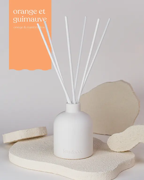 FEU & CO. DIFFUSEUR À ROSEAUX - ORANGE GUIMAUVE