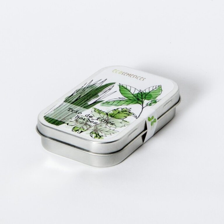 MANO VERDE MINI BOÎTE EN MÉTAL ÉCOSEMENCES - TRIO DE FINES HERBES