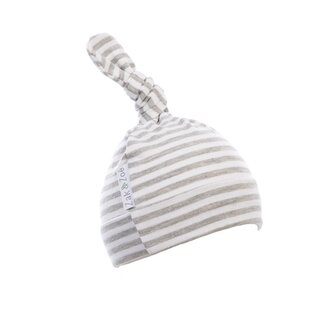 ZAK & ZOÉ BONNET NOUVEAU-NÉ (0-3 MOIS) - LIGNÉ BLANC ET GRIS PÂLE