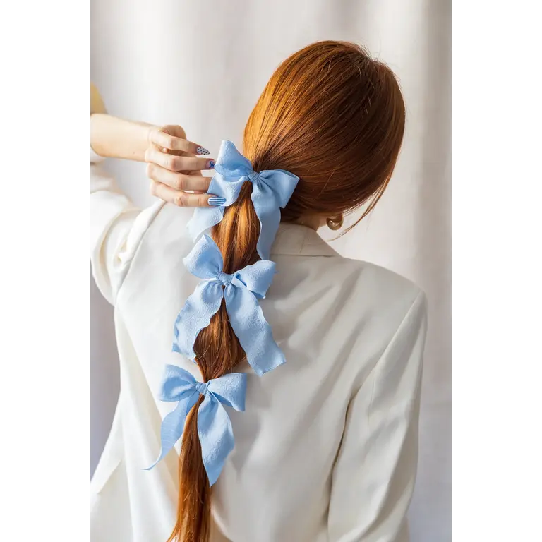 GIBOU BOUCLE RUBAN SUR CROCHET MÉTALLIQUE - BLEU BÉBÉ