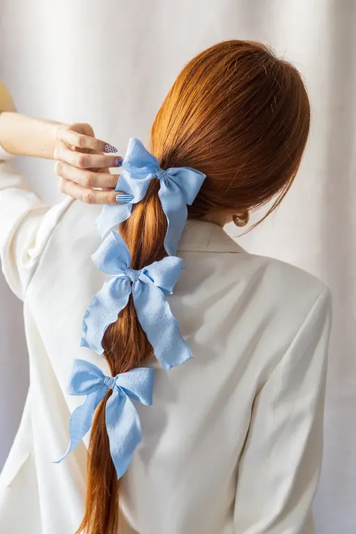 GIBOU BOUCLE RUBAN SUR CROCHET MÉTALLIQUE - BLEU BÉBÉ