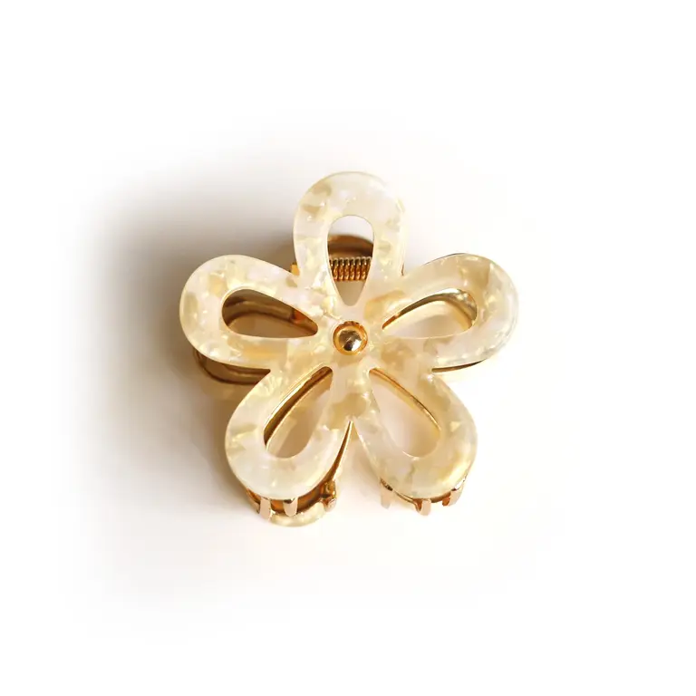GIBOU GRANDE PINCE À CHEVEUX EN FLEUR - BEIGE CLAIR